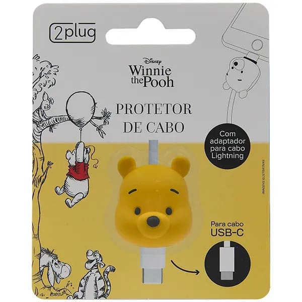 Protetor de Cabo Para USB-C, Disney Pooh, 2Plug - PT 1 UN Protetor de Cabo Para USB-C, Disney Pooh, 2Plug - PT 1 UN