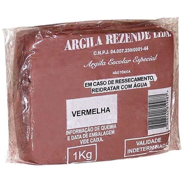 Argila vermelha, 1kg, 36858, Argilas Rezende - PT 1 UN