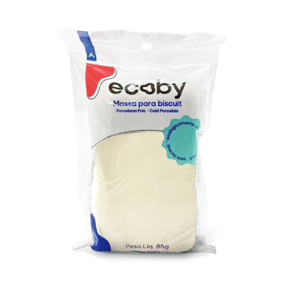 Massa de biscuit, porcelana fria, 85g, Branco, 008, Ecoby - PT 1 UN