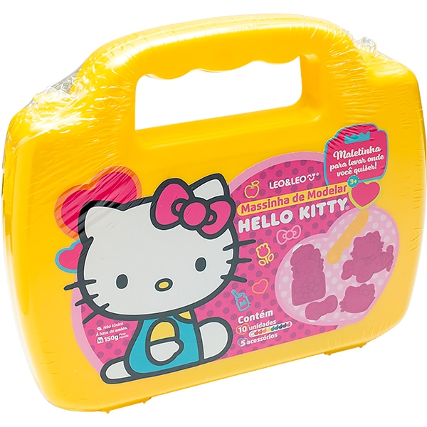 Massa de Modelar Hello Kitty, Maleta com 10 cores, 72566, Leonora - KT 1 UN