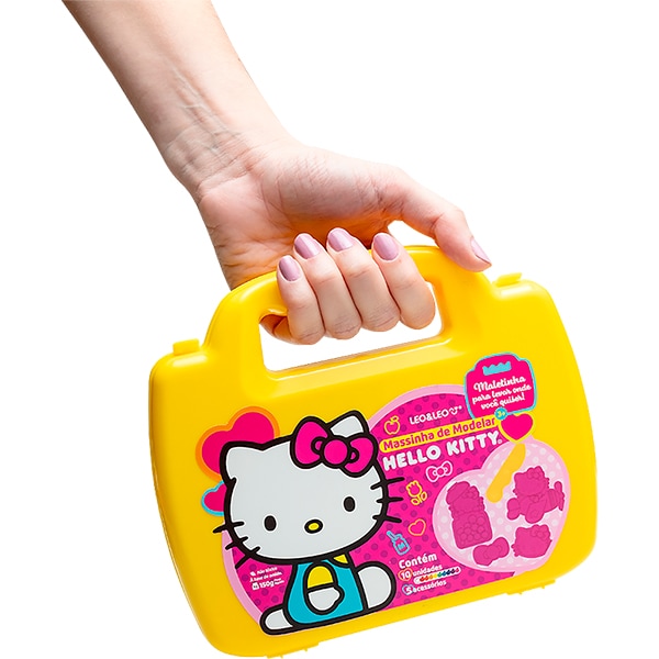 Massa de Modelar Hello Kitty, Maleta com 10 cores, 72566, Leonora - KT 1 UN