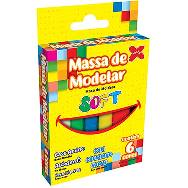 Massa p/modelar 90g c/6 cores 13322 Make+ PT 1 UN