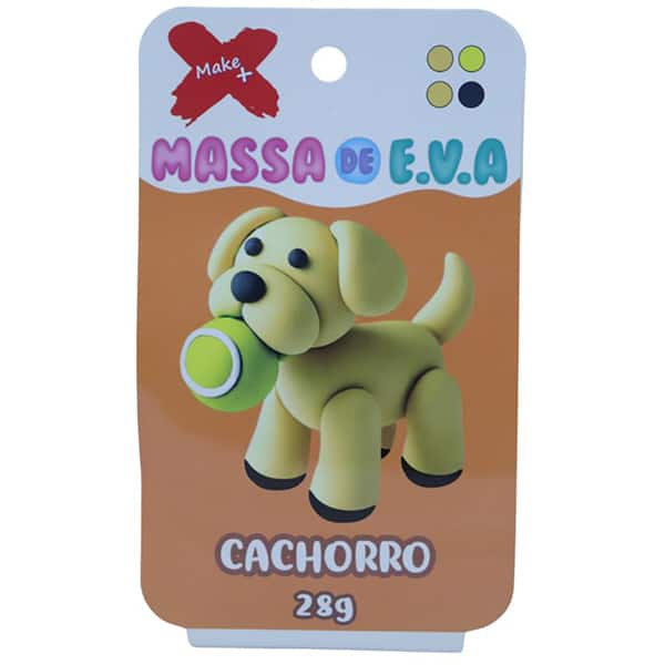 Massinha de EVA 4 cores, Cachorro, 28g, 13051, Make+ - PT 1 UN