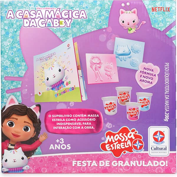 Livro infantil + massa de modelar, A casa mágica de Gabby, 3005101300, Estrela - CX 1 UN