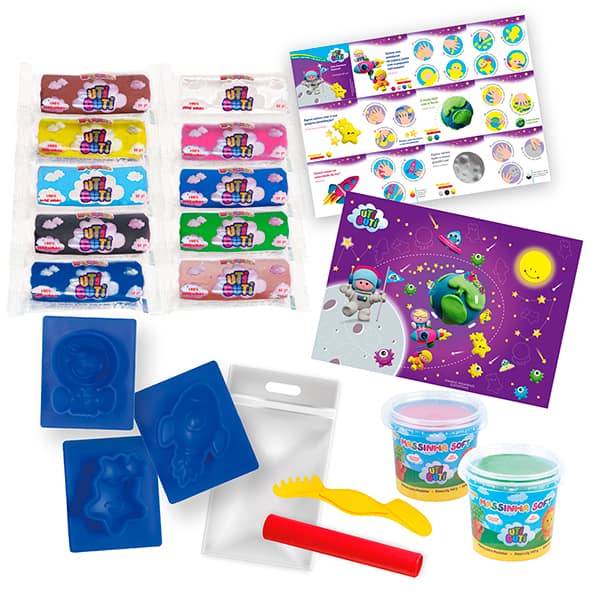 Massa de modelar, Kit aventura no espaço, 600120, Uti Guti - PT 1 UN