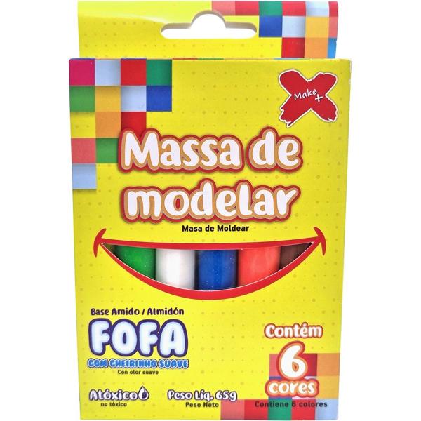 Massa de modelar, 65g, com 6 cores, 13276, Make+ - CX 1 UN