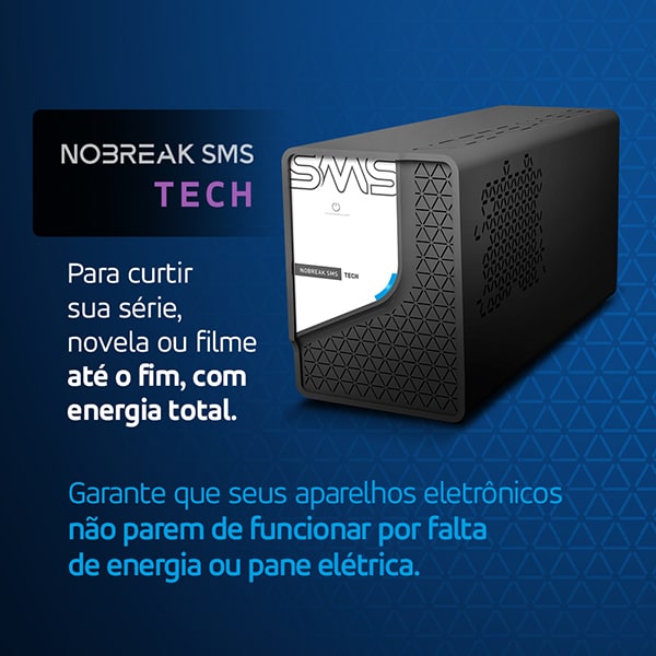 Nobreak SMS Tech, 600va, 6 tomadas, bivolt, 0029300, SMS - CX 1 UN