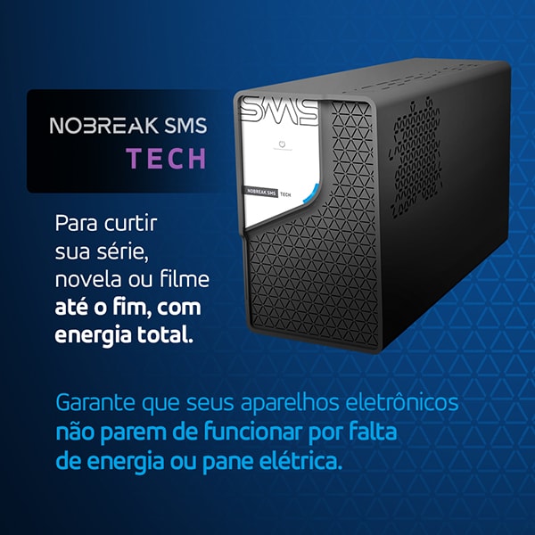 Nobreak SMS Tech, 1200va, 8 tomadas, bivolt, 029304, SMS - CX 1 UN