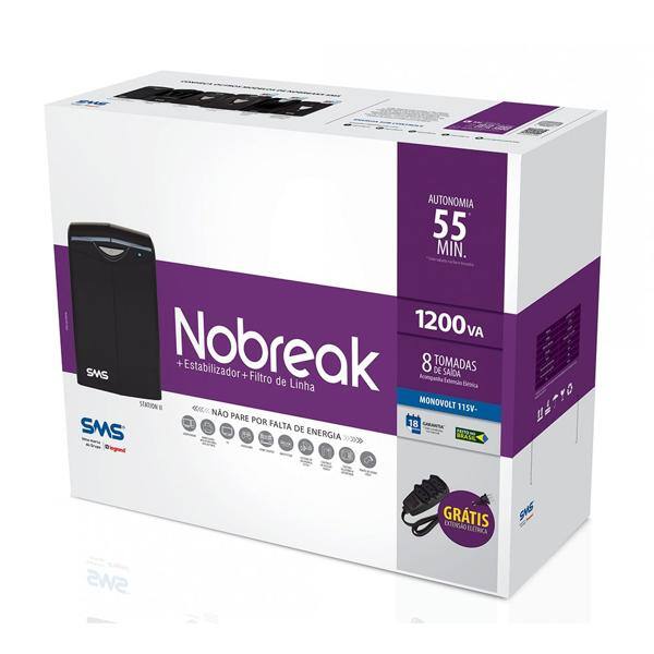 Nobreak Station II 1200va, 6 tomadas, 115v, + Extensão 3 tomadas, bivolt, 27392, SMS - CX 1 UN