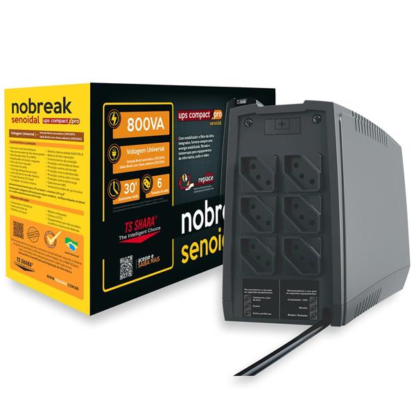 Nobreak UPS Compact Xpro Senoidal 800va Bivolt , 6 tomadas, 4447, Ts Shara - CX 1 UN