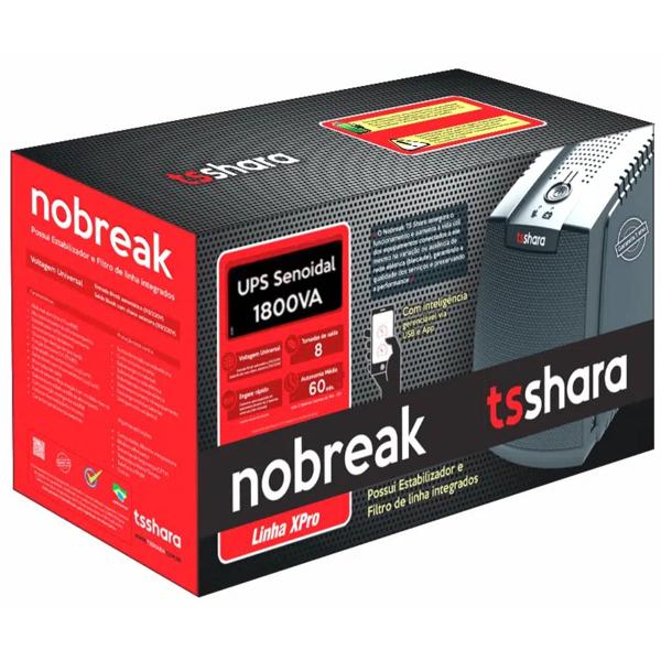 Nobreak UPS Senoidal Universal, 1800VA, 8 tomadas, 4539, Linha XPRO, Ts Shara CX 1 UN