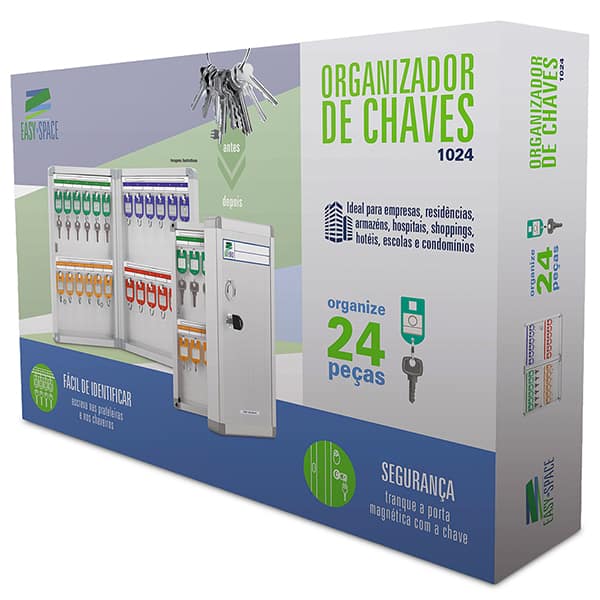 Armário Organizador de Chaves em Alumínio para 24 chaves, Easy Space - CX 1 UN