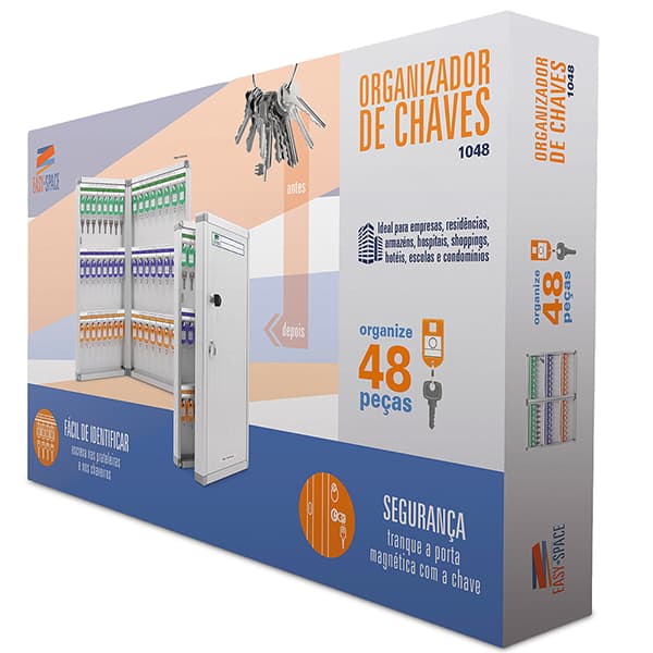 Armário Organizador de Chaves em Alumínio para 48 chaves, Easy Space - CX 1 UN