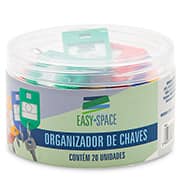 Organizador de chaves pote com 20 chaveiros, cores sortidas, Easy Space - PO 20 UN Organizador de chaves pote com 20 chaveiros, cores sortidas, Easy Space - PO 20 UN