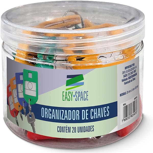 Organizador de chaves pote (c/20 chaveiros sort.) Easy Space PO 20 UN