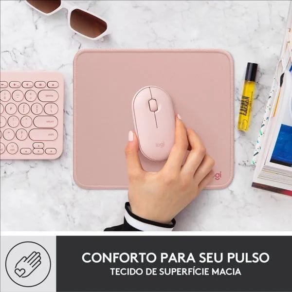 Mouse Pad Studio Series Logitech com Base de Borracha Antiderrapante, Resistente a Derramamentos, Design Moderno, Portátil - Rosa CX 1 UN