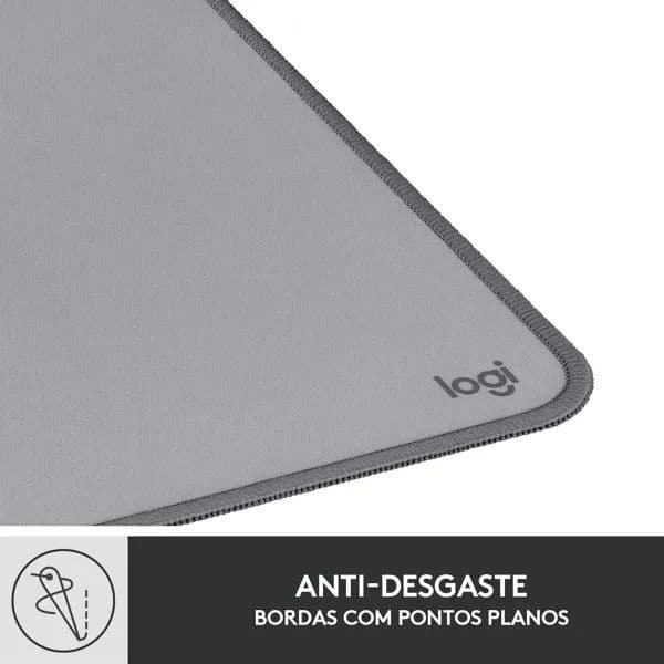 Mouse Pad Desk Mat Logitech Studio Series com Base Antiderrapante, Design Resistente a Respingos,Grande e Multifuncional - Cinza CX 1 UN