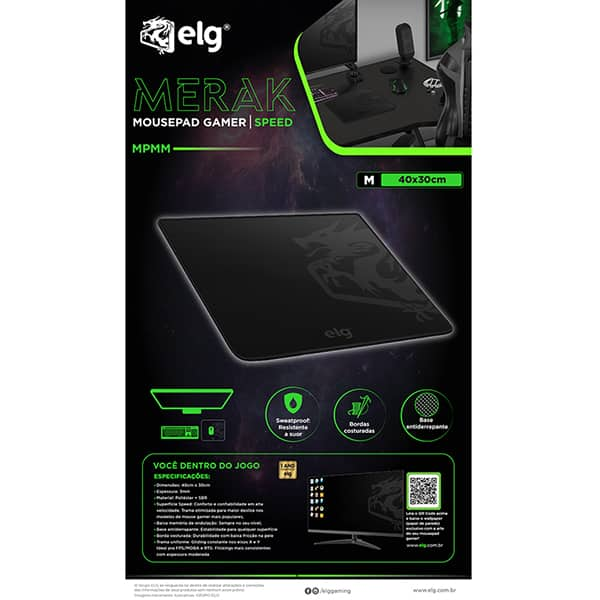 Mouse Pad Gamer, 400mm x 300mm x 3mm, Preto, MPMM, Elg - CX 1 UN