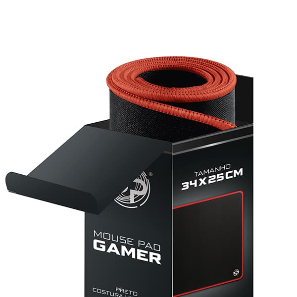 Mouse Pad Gamer 34 x 25cm, Preto e Vermelho, Up - CX 1 UN
