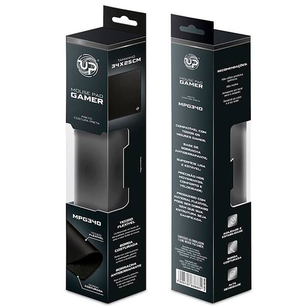 Mouse Pad Gamer 34 x 25cm, Preto, Up - CX 1 UN