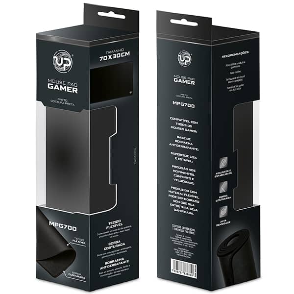 Mouse Pad Gamer 70 x 30cm, Preto, Up - CX 1 UN