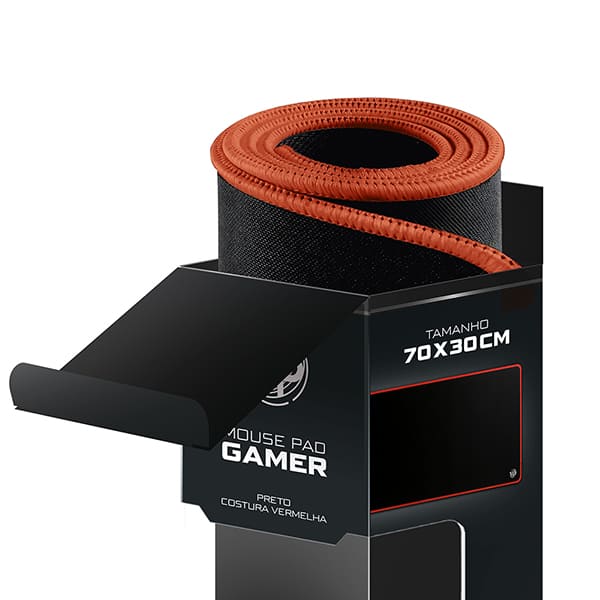 Mouse Pad Gamer 70 x 30cm, Preto e Vermelho, Up - CX 1 UN