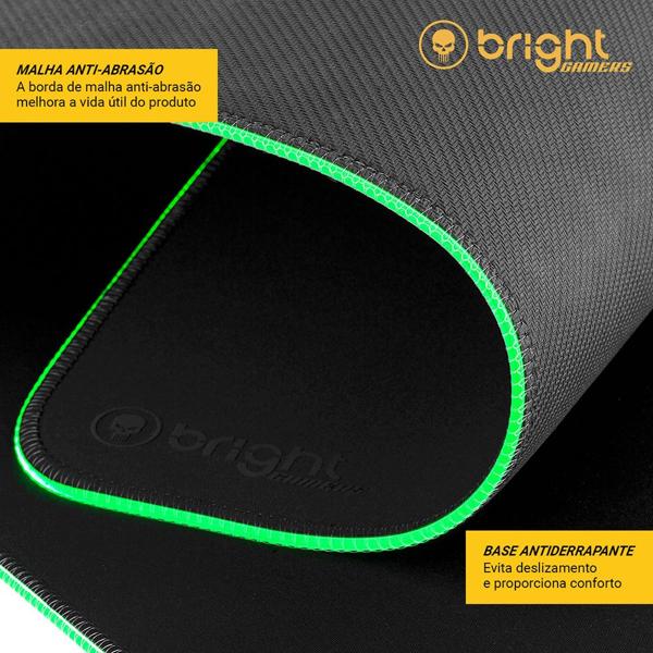 Mouse Pad Gamer LED com carregamento por indução, USB, 80x30cm, MP001, Bright - CX 1 UN