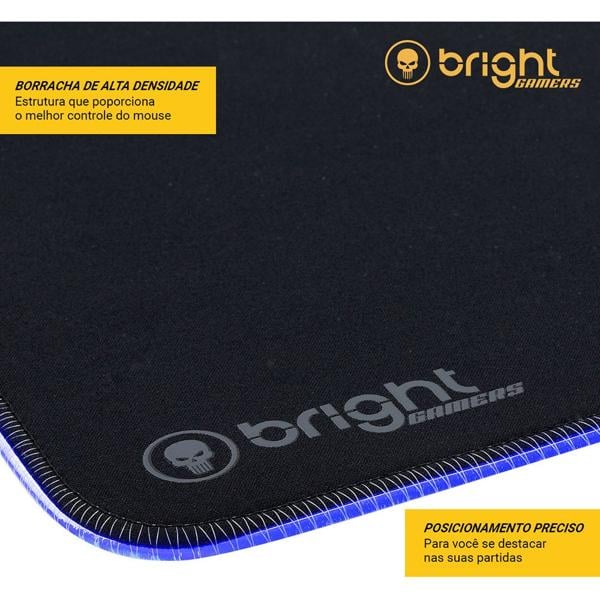 Mouse Pad Gamer LED com carregamento por indução, USB, 80x30cm, MP001, Bright - CX 1 UN