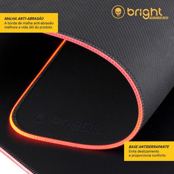 Mouse Pad Gamer LED com hub USB, 80x30cm, MP002, Bright - CX 1 UN