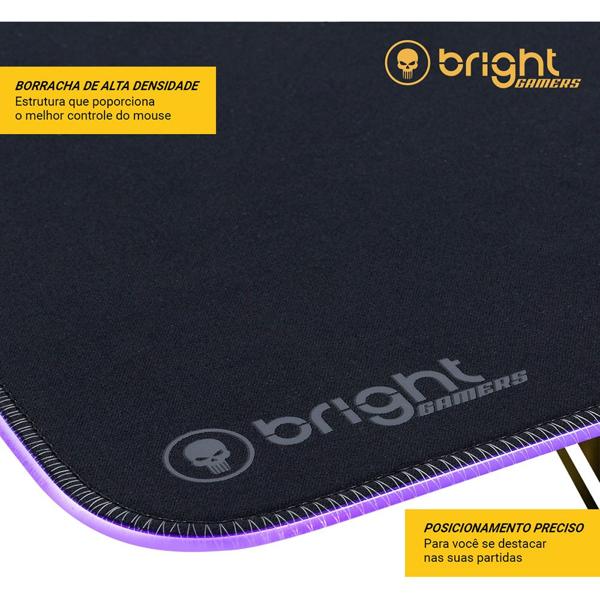 Mouse Pad Gamer LED com hub USB, 80x30cm, MP002, Bright - CX 1 UN