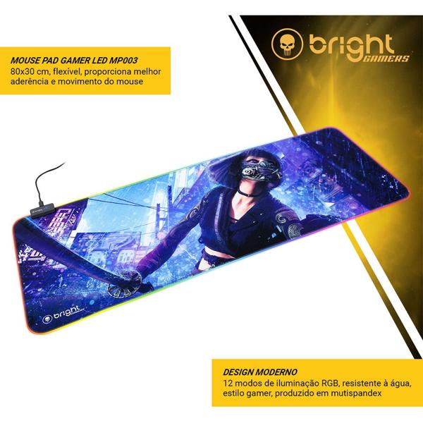 Mouse Pad Gamer LED, 80x30cm, MP003, Bright - CX 1 UN