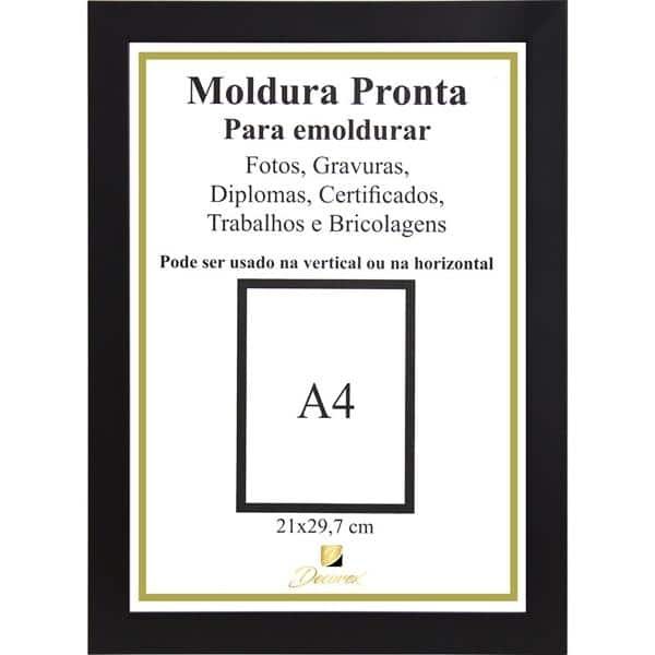 Moldura A4 para certificado preto - PRL2030 - Decorex PT 1 UN