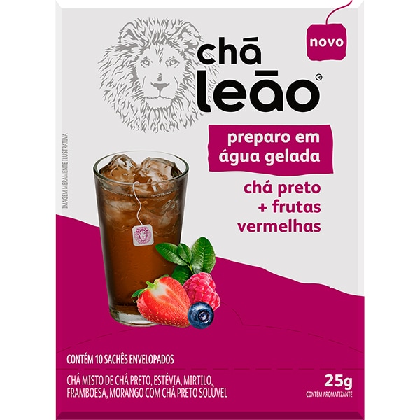 Chá gelado, Preto Frutas vermelhas, 25g, 7567, Leão - CX 10 UN