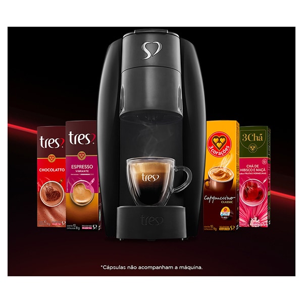 Cafeteira para Espresso e Multibebidas, Lov Basic, 220v, Preta, 20039022, Três Corações - CX 1 UN