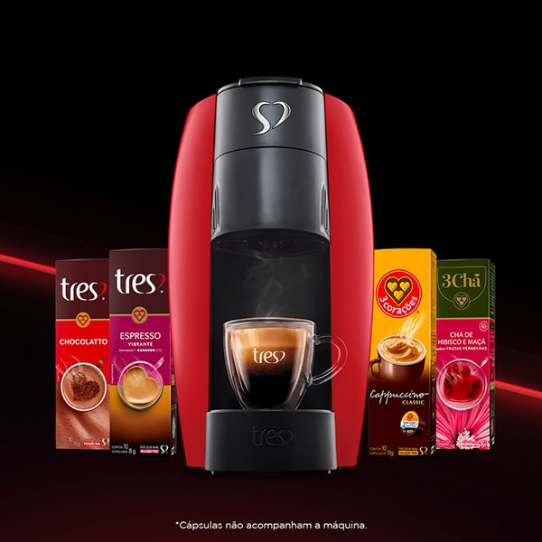 Cafeteira para Espresso e Multibebidas, Lov Basic, 127v, Vermelha, 20039019, Três Corações - CX 1 UN