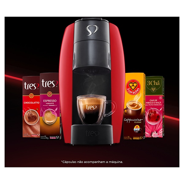 Cafeteira para Espresso e Multibebidas, Lov Basic, 220v, Vermelha, 20039020, Três Corações - CX 1 UN