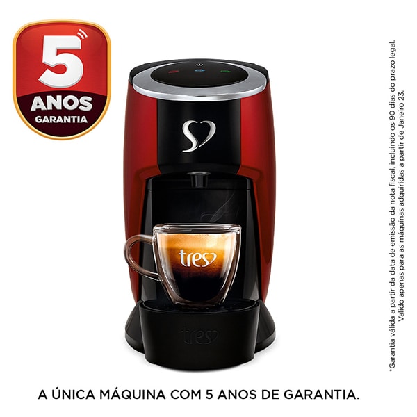 Cafeteira Touch para Espresso e Multibebidas, 127v, Vermelha, 20038997, Três Corações - CX 1 UN