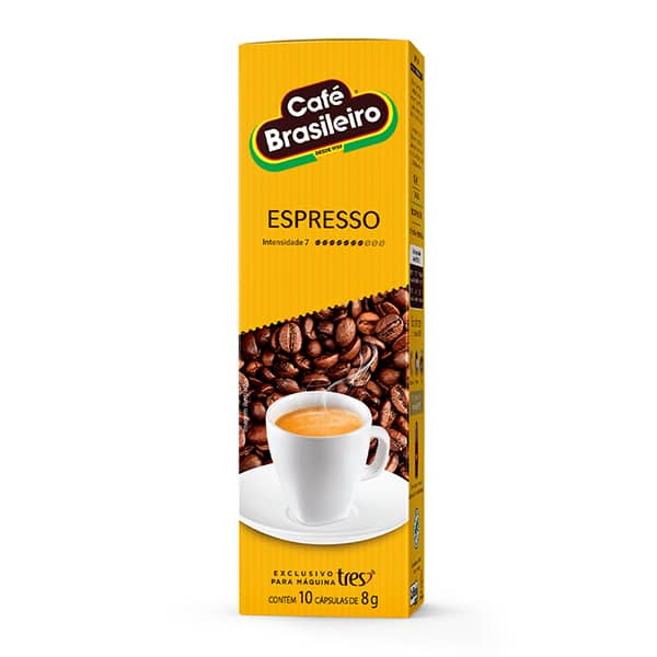 Cápsula de café expresso Brasileiro, Compatível com Cafeteira Tres, 3 corações - CX 1 UN