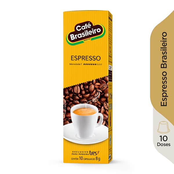 Cápsula de café expresso Brasileiro, Compatível com Cafeteira Tres, 3 corações - CX 10 UN