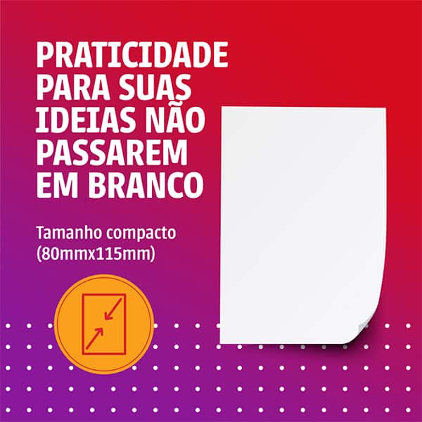 Bloco de Anotação Compacto Sem Pauta Chamex Notes, 75g, 80x115mm, 300 Folhas - BL 300 FL