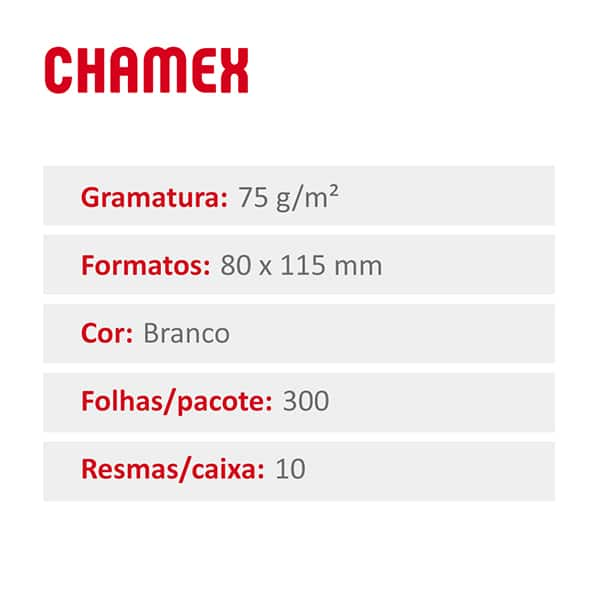 Bloco de Anotação Compacto Sem Pauta Chamex Notes, 75g, 80x115mm, 300 Folhas - BL 300 FL