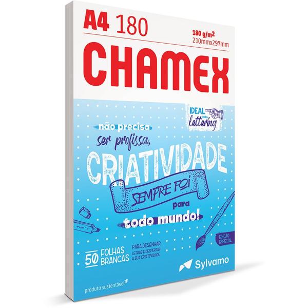 Papel Sulfite Lettering, A4, 180g, 210mm x 297mm, Chamex - PT 50 UN