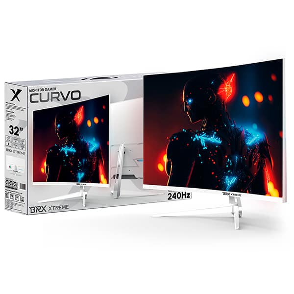 Monitor Gamer LED Curvo, Full HD, Tela de 32", 240Hz, 2ms, RGB, HDMI, Displayport, Branco, MGLED32BRX, Brx - CX 1 UN Monitor Gamer LED Curvo, Full HD, Tela de 32", 240Hz, 2ms, RGB, HDMI, Displayport, Branco, MGLED32BRX, Brx - CX 1 UN