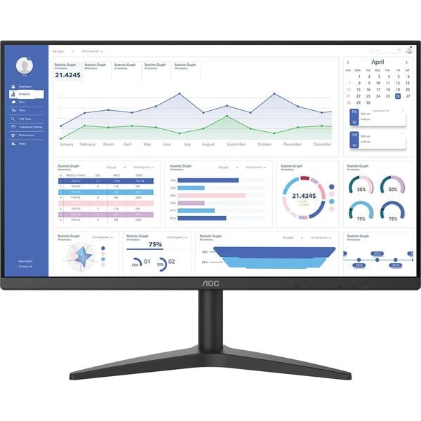 Monitor 24", LED, Widescreen, 75HZ Adaptive-Sync, HDMI, 24B1XHM, AOC - CX 1 UN