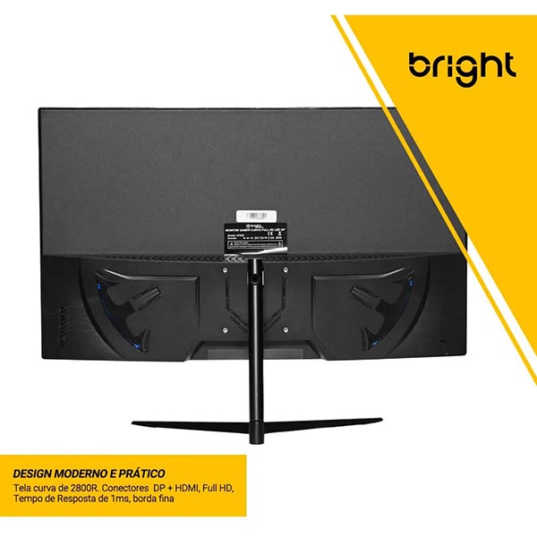 Monitor Gamer curvo, tela de 24", LED, FHD, HDMI, Tempo de resposta 1ms, Taxa de atualização de 144Hz, MT006, Bright - CX 1 UN CX 1 UN