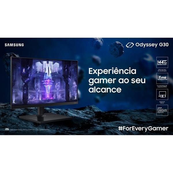 Monitor Gamer LED, Wide Odyssey, Tela de 24", Tempo de resposta 1ms, Taxa de atualização de 144Hz, Preto, LS24BG300, Samsung - CX 1 UN