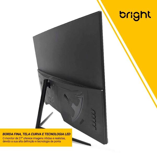 Monitor Gamer curvo, tela de 27", LED, FHD, Displayport, HDMI, USB, Taxa de atualização de 165Hz, MT007, Bright - CX 1 UN