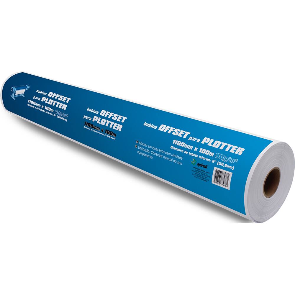 Bobina p/ plotter 1100mmx100m 90g offset (2"diam.inter.) Spiral PT 1 BB