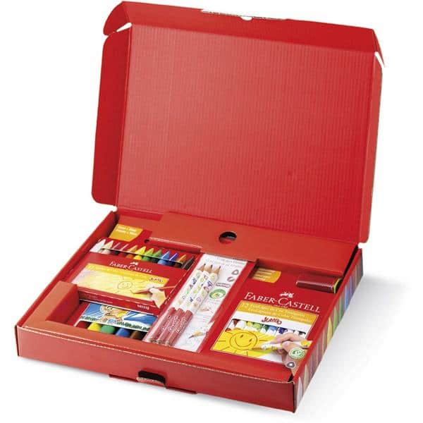 Kit Presenteável Jumbo 34 peças com EcoLápis de Cor, Gizões de Cera, Canetinhas, Ecolápis Grafite e Apontador, Faber-Castell - CX 1 UN