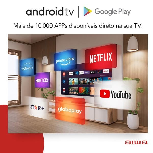 Smart TV 32 polegadas, Tela HD, Android TV, Borda infinita, Bluetooth, Wi-Fi, HDMI, Bivolt, 8832-01, Aiwa - CX 1 UN